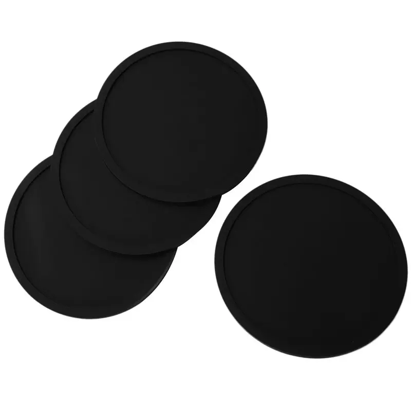 Силиконовые черные подставки для напитков набор из 8 нескользящих круглых мягких