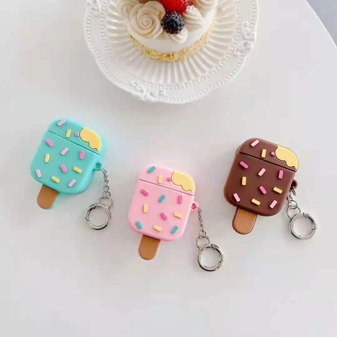 

3D чехол мороженого для Airpods 2 1, мягкий силиконовый защитный чехол для беспроводных Bluetooth наушников Apple AirPods, сумки с зарядным боксом