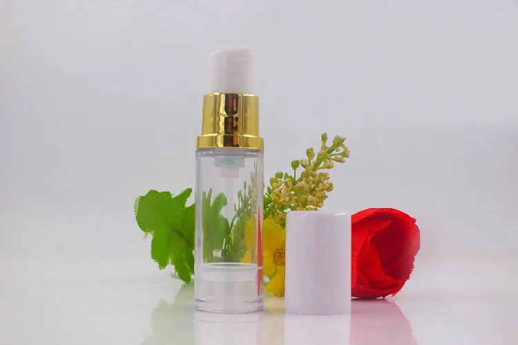 

5ML clear airless bottle gold vacuum pump white lid lotion emulsion serum sample eye essence skin care sprayer toner packing