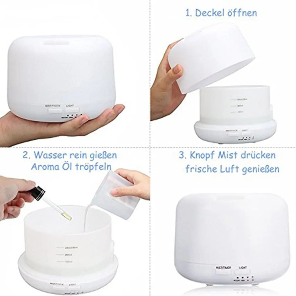 Арома-диффузор увлажнитель с теплым ароматом лампа электрическое освещение 500 мл