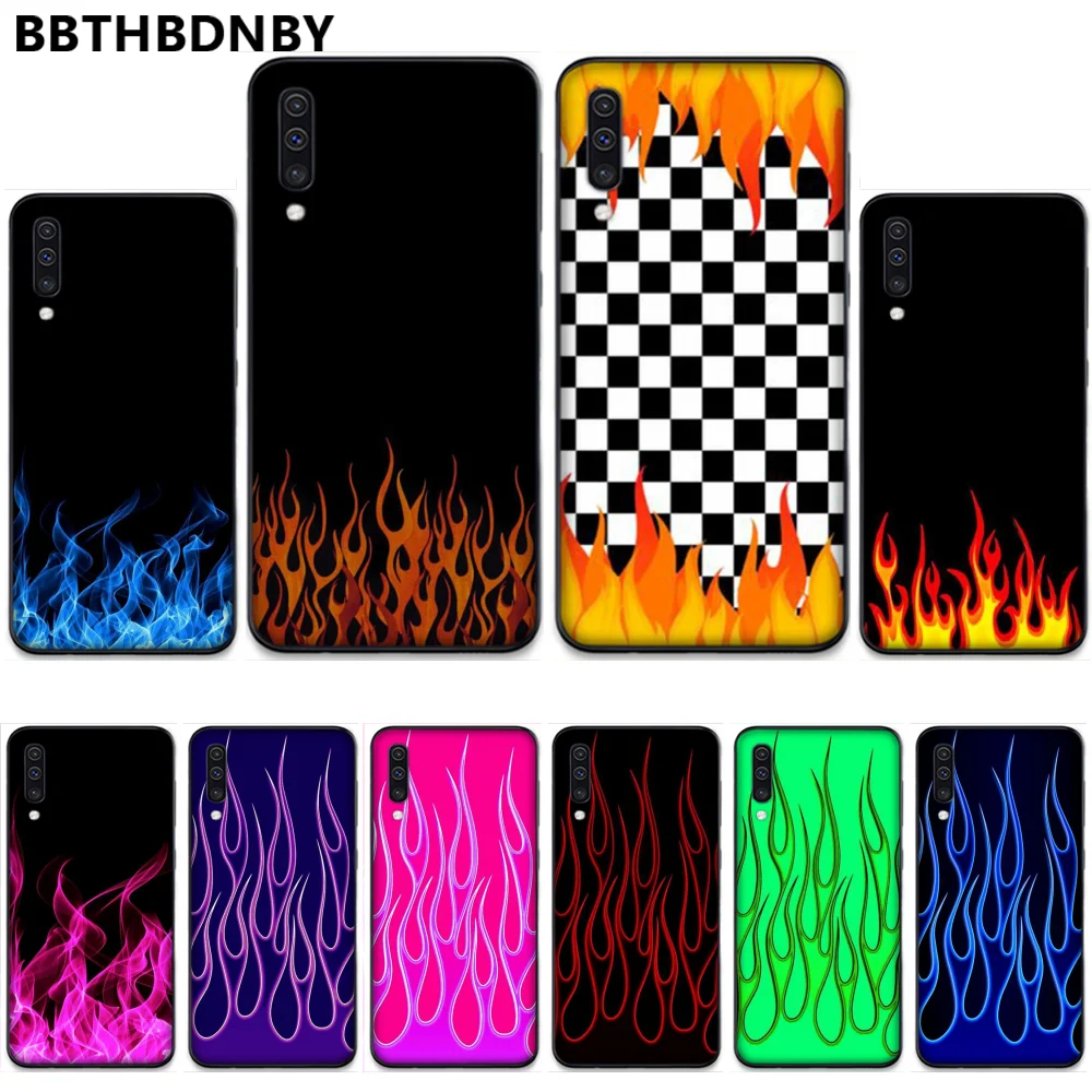 Роскошный красочный чехол для телефона с рисунком пламени Samsung S6 S7 edge S8 S9 S10 e plus A10