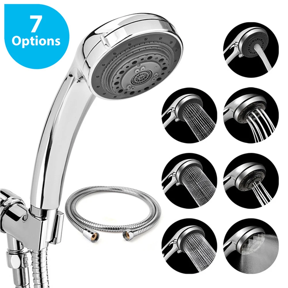 

7 Mode Nozzle ABS Shower Sprayer Shower Head Hand-Hold Rainfall Jet Spray High Pressure Powerful Massage Shower Head With Pipe