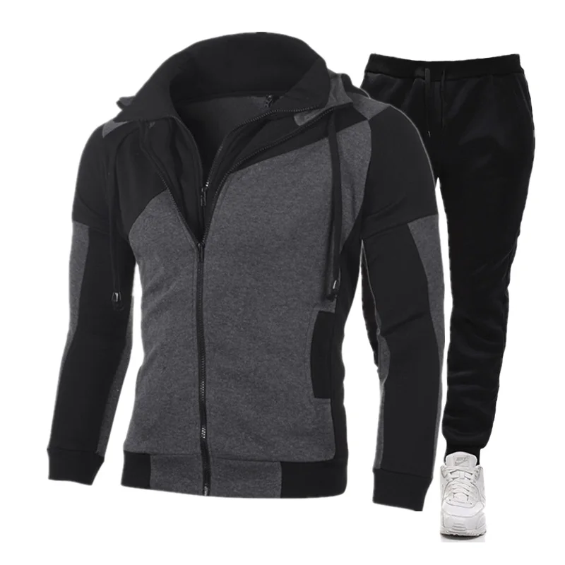 

New set Men Tracksuit Outerwear Hoodie Set 2 Pieces Autumn Sporting Track Suit Male Fitness Sweatshirts Jacket + Pants Sets