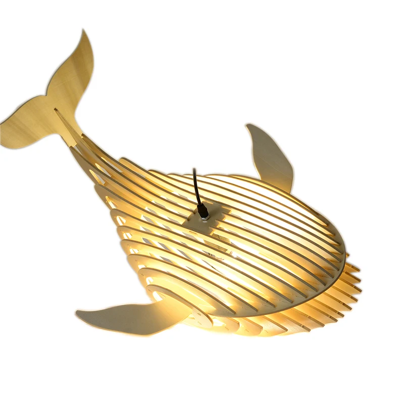 Деревянный подвесной светильник в виде Кита ручной работы животного деревянный