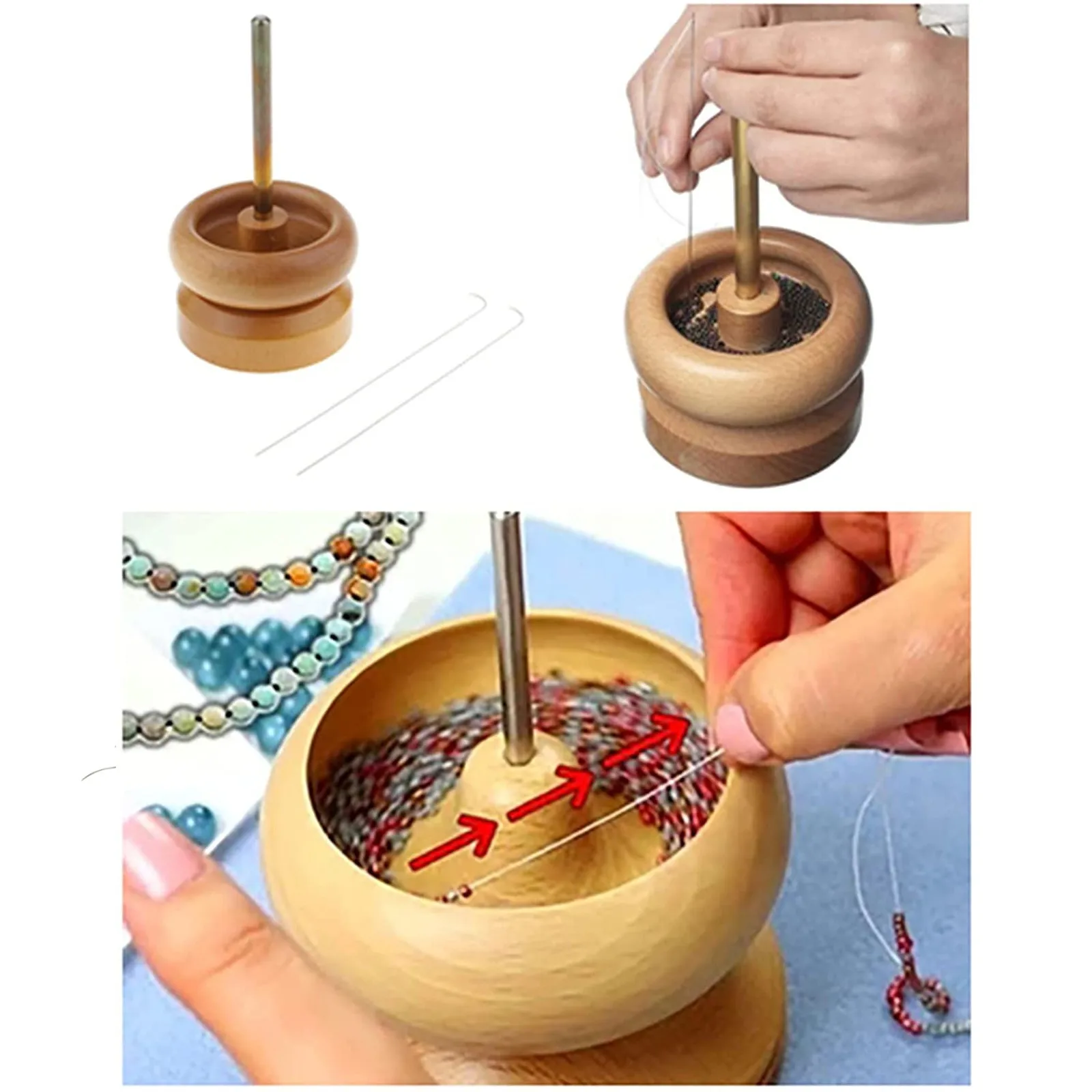 

Diy Making Bead Spinner Holder Gem Workshop Wooden Crafting Project Stringing With Big Eye Needle Gifts Bead Spinner Holder