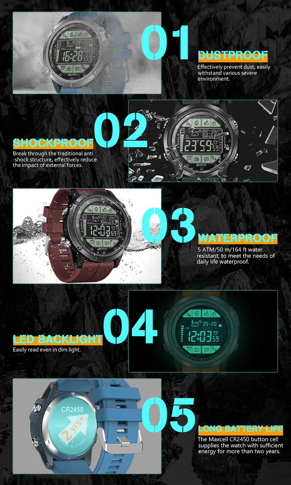 Мужские Смарт часы Zeblaze VIBE 3S 1 24 дюйма со светодиодной подсветкой