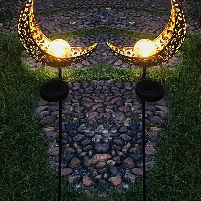 Садовые светильники на солнечной батарее 2 шт. антикварные латунные полые резные