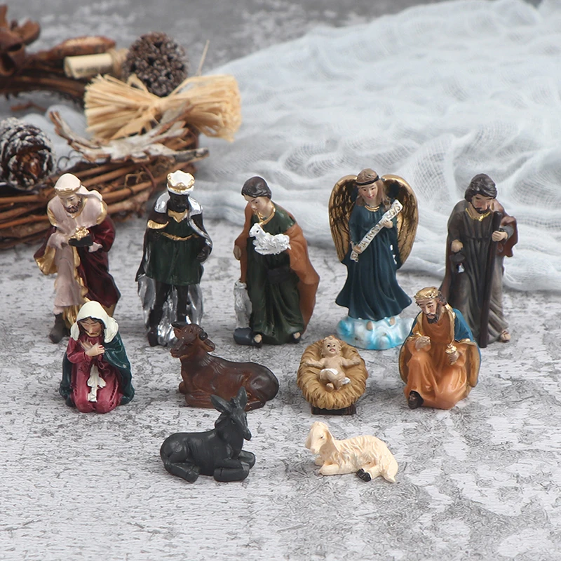 

5cmH 11Pcs/set Born in Bethlehem Nativity Set - Nativity Sets for Indoor Home Decor