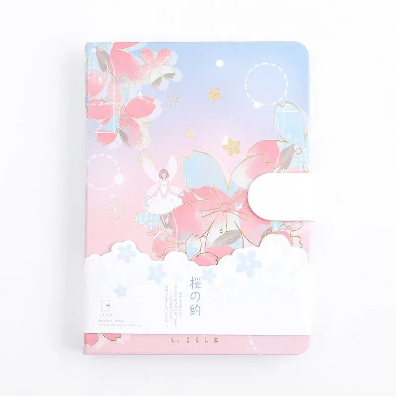 MINKYS 128 листов Sakura Line/Blank/Grid блокнот с магнитной пряжкой журналы ежедневные дневные