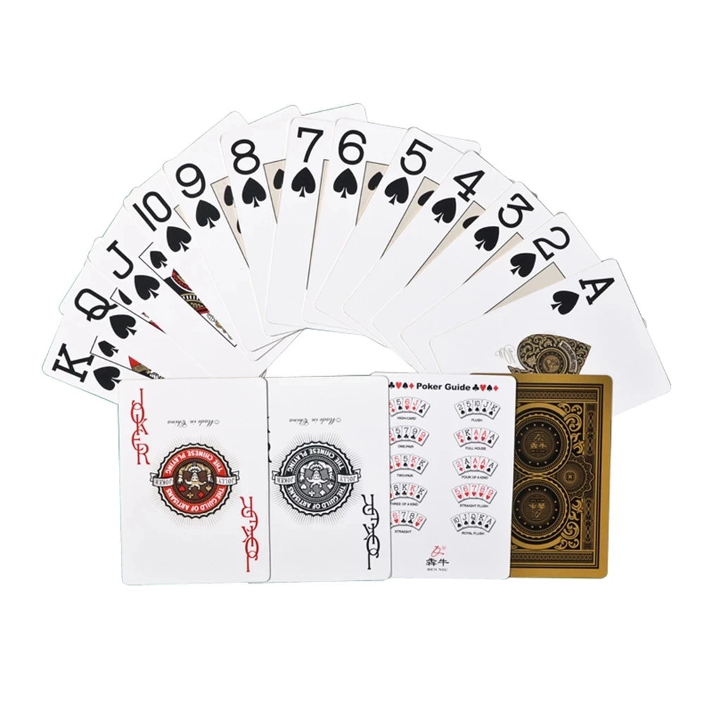 Водонепроницаемые карты для покера Золотая задняя матовая отделка Золотые
