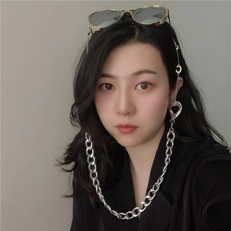 

2021 Silver Color Punk Metal Glasses Chain Holder Fashion Women Sunglasses Lanyard