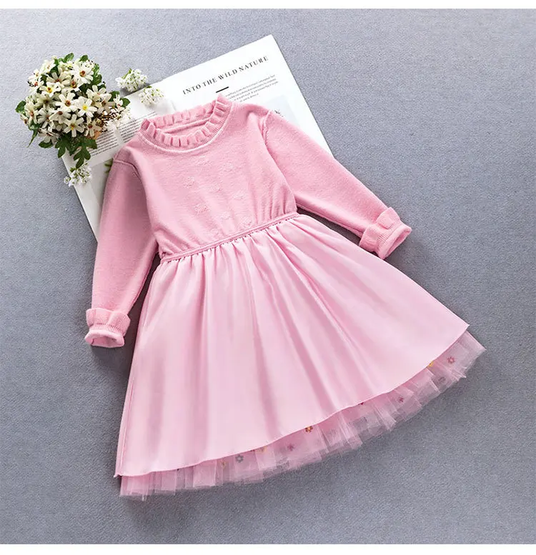 

Top Quality New Year Christmas Little Girl Sweater Dress Princess Knitted Dress Kids Girls Clothes For Spring Autumn Winter