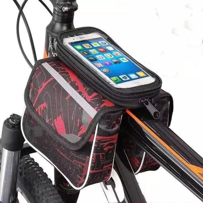 

High-Capacity Bicycle Frame Bag 2021 New Tpu Touch Screen Phone Holder for MTB Saddle Bag For Road Bike Reflective At Night