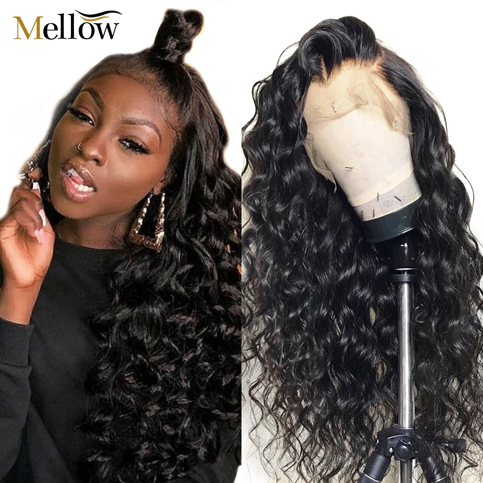 Бразильский 4X4 кружевной парик их натуральных волос волна воды кружева спереди