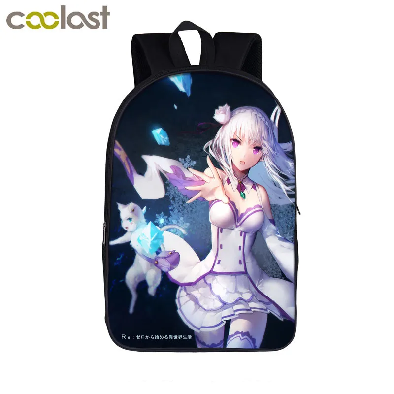 Re:Zero kara Hajimeru Isekai Seikatsu рюкзак для мальчиков и девочек-подростков Сумка с аниме Emilia