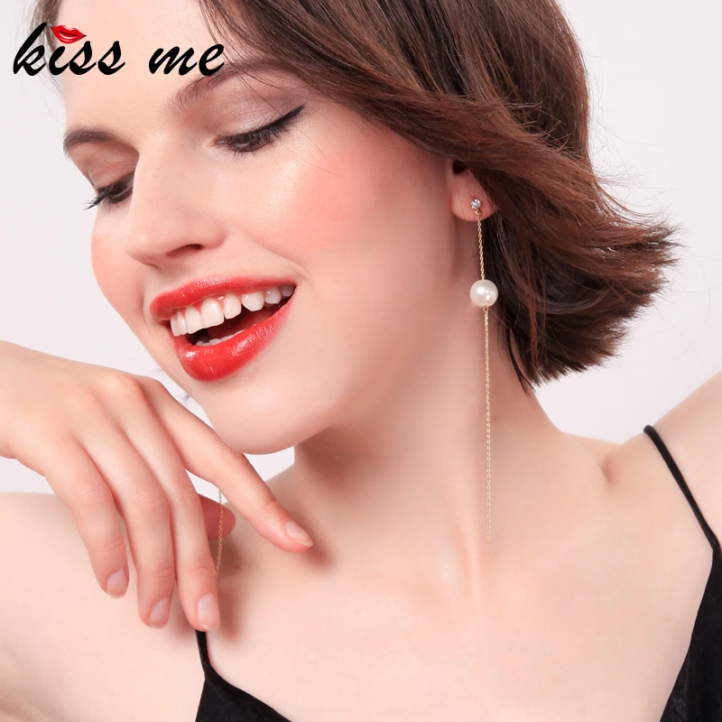 Kissme изысканный Циркон стеклянная имитация жемчуга Золотой Цвет Длинная тонкая