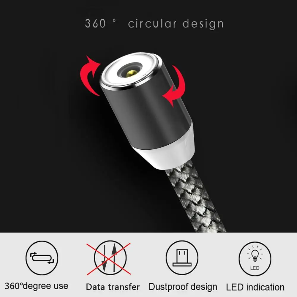 1 м Магнитный кабель Micro USB Type C для быстрой зарядки Type-C магнитное зарядное