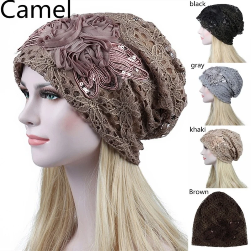 

Fashion Lady Lace Floral Muslim Ruffle Cancer Chemo Hat Beanie Scarf Turban Head Wrap Cap Hat шапка женская шапки для женщин