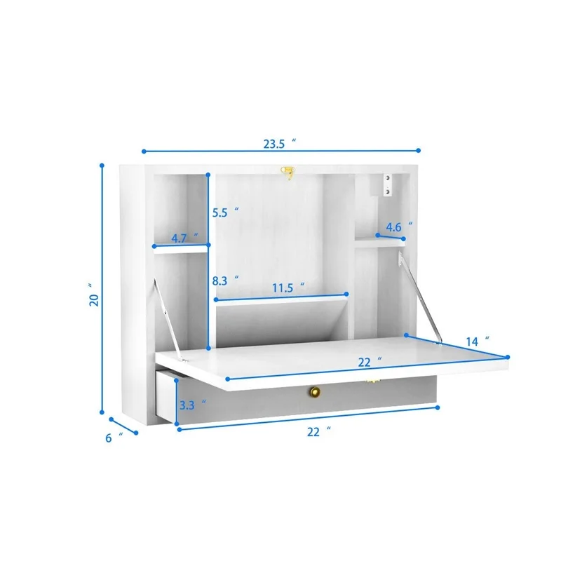 Настенный складной столик для ноутбука отсек хранения с выдвижным ящиком