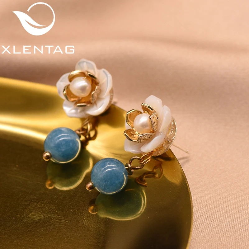 Серьги XlentAg женские из серебра 925 пробы с натуральным пресноводным жемчугом и
