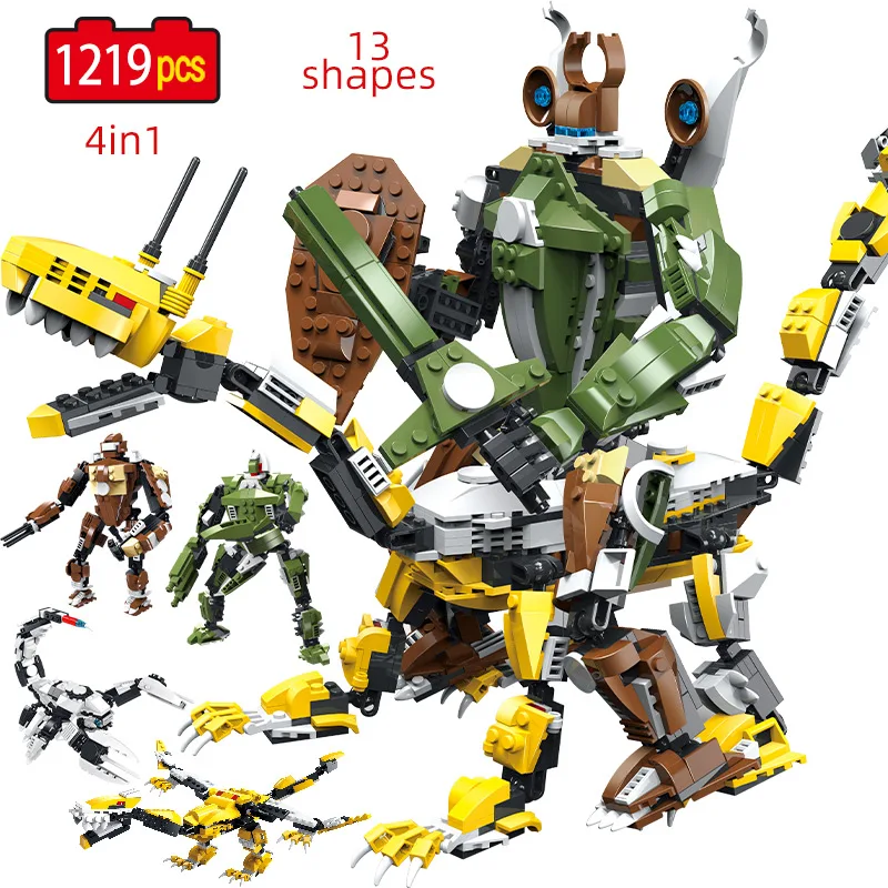 

1219pcs City 4in1 Tyrannosaurus Dinosaur Building Blocks Mechanical Dragon Chimpanzees Bricks Toys For Kids
