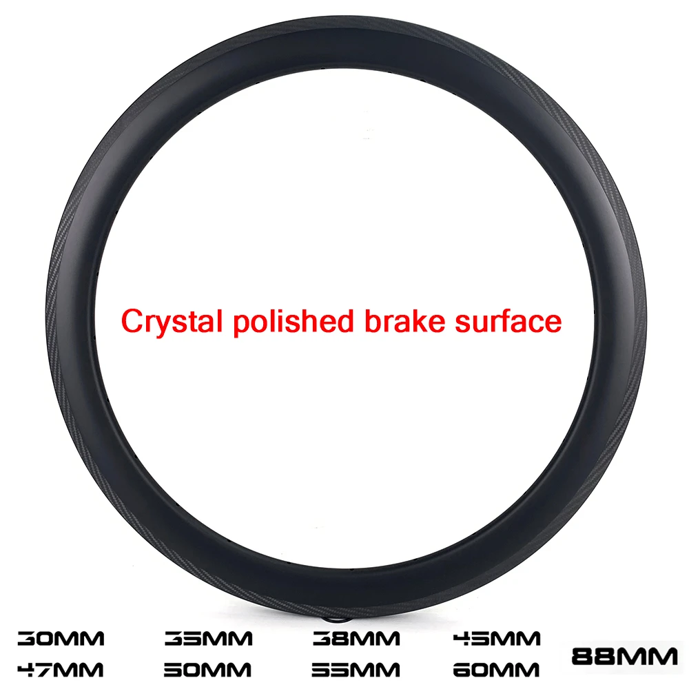 

ELITEWHEELS 700c V Brake Carbon Rims Crystal Polished Brake Surface 25/27mm Width Tubular Clincher Tubeless For Bicycle Wheelset