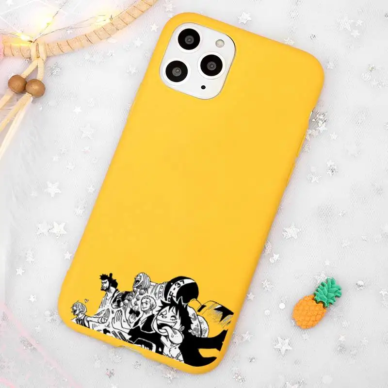 

one peace Luffy Zorro funny Phone Case Candy Color Yellow for iPhone 11 12 pro XS MAX 8 7 6 6S Plus X 5S SE 2020 XR