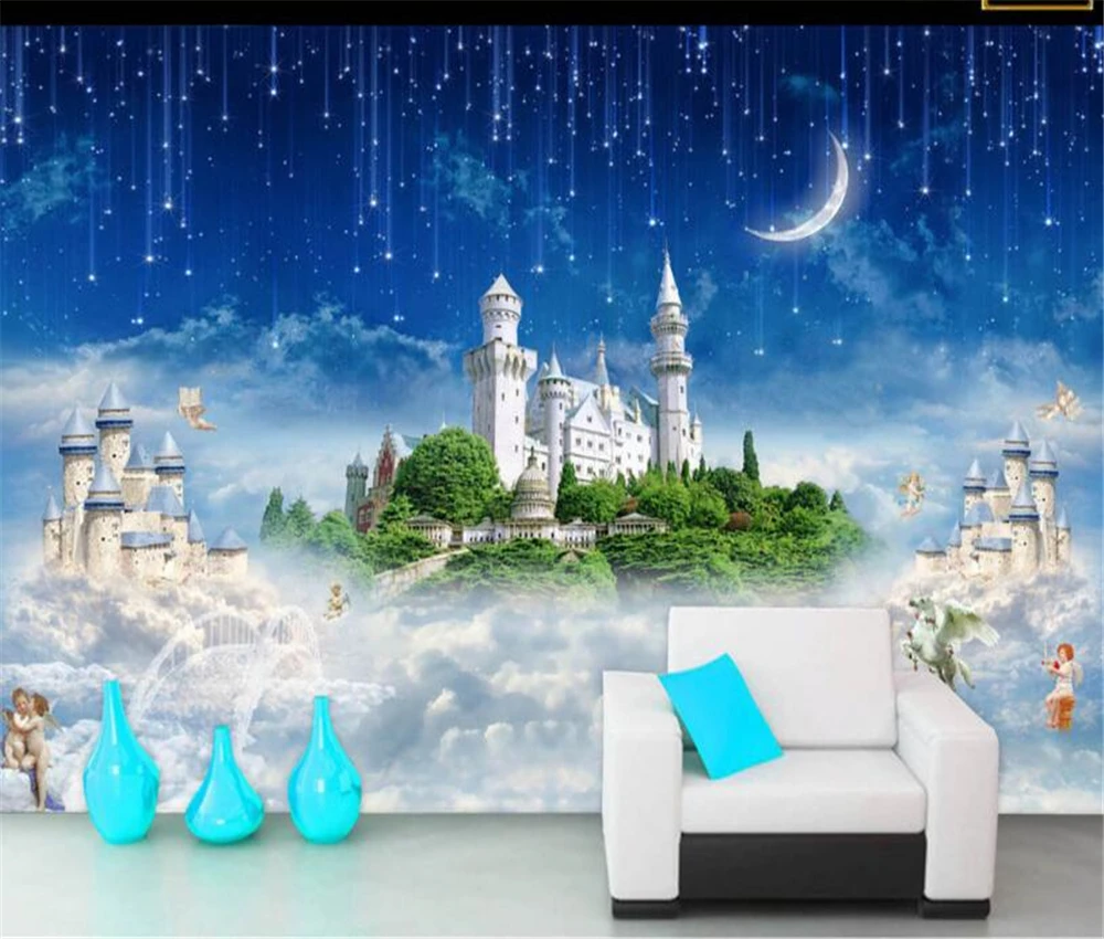 

beibehang Large Customized Sky City 3D Mythology TV Living Room Bedroom Background Home Decoration