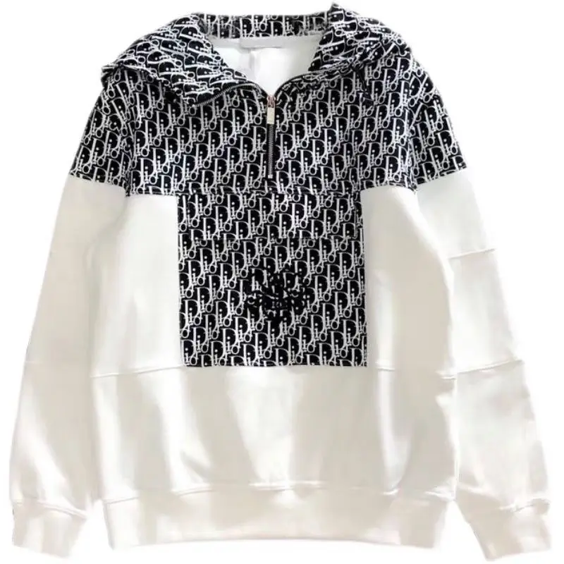 

Moda masculina e feminina marca primavera e outono europeu e americano emenda casual com capuz grande tamanho camisola quente