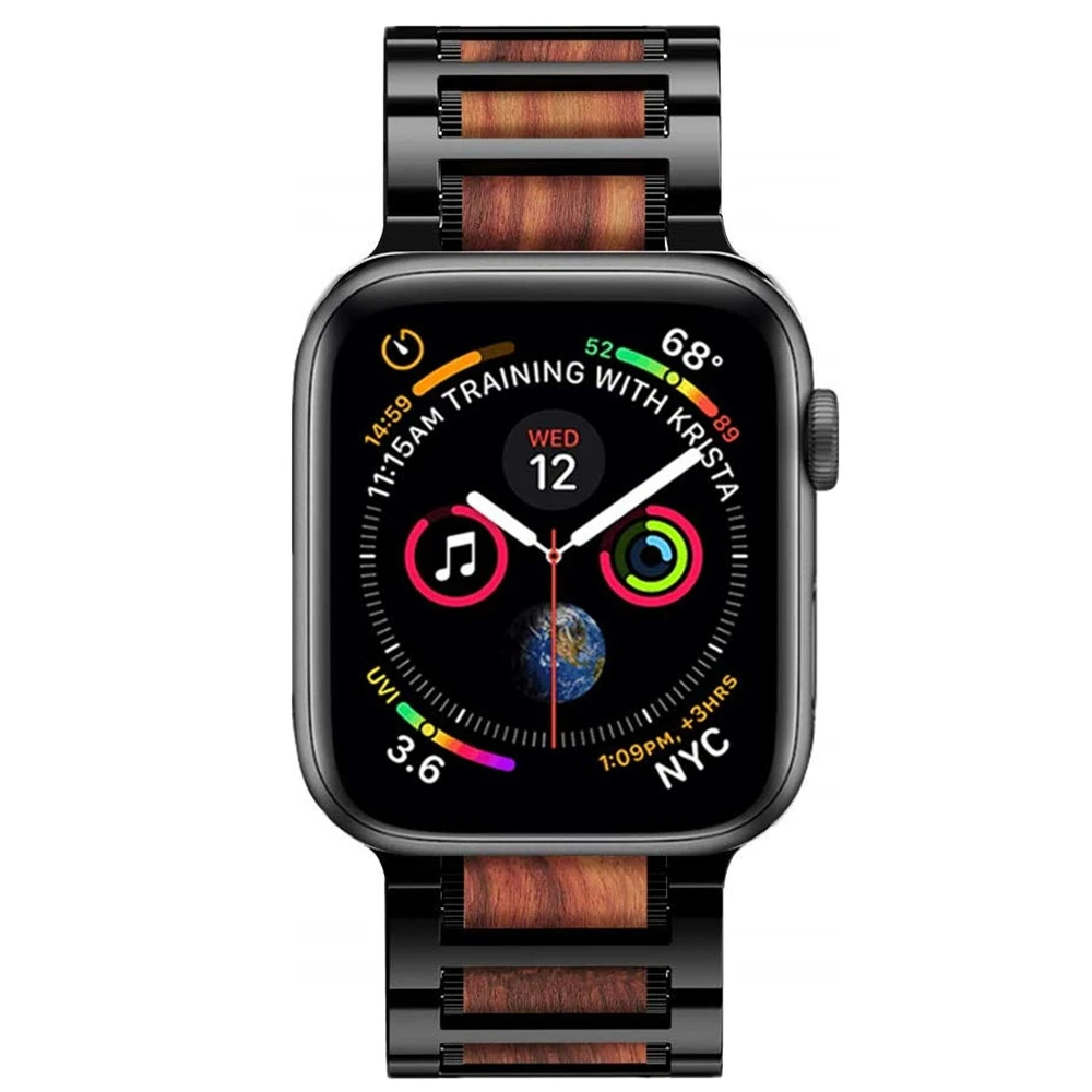 Браслет из нержавеющей стали для apple watch series 5 браслет натурального сандалового