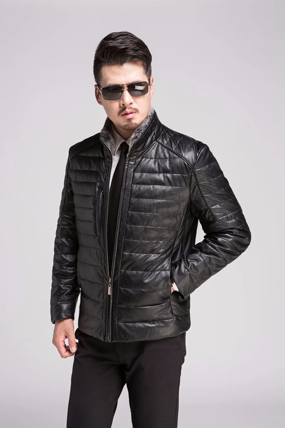 new arrival Trade price fashion thick warm winter men's fur Collar Mens down Leather coat Jacket plus size M-3XL LXW 15088 | Мужская
