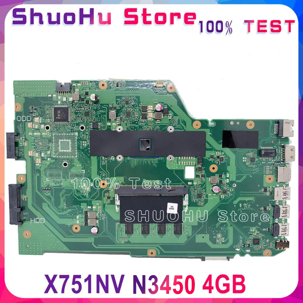 KEFU X751NV для ASUS X751NA X751NC X751N CPU N3450 4 Гб материнская плата ноутбука протестирована на