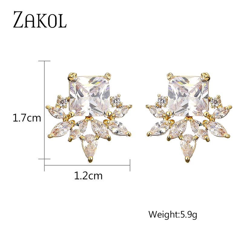 ZAKOL роскошный элегантный квадратный желтый AAA серьги с цирконием кубической