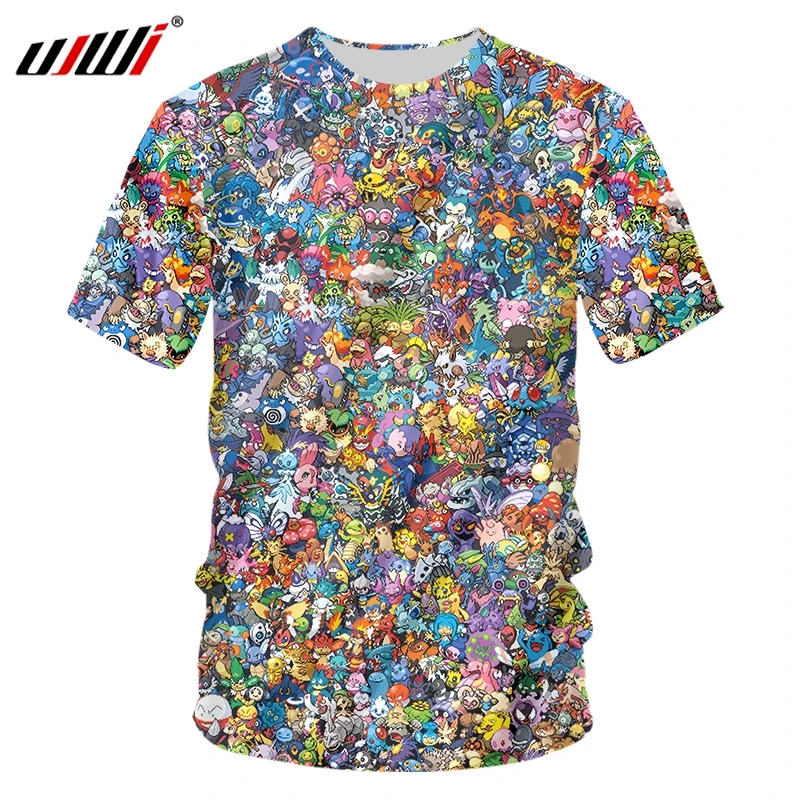 

Забавная футболка UJWI с коротким рукавом и 3D принтом, мужская одежда большого размера 5XL, футболка с круглым вырезом и мультяшным принтом для ...