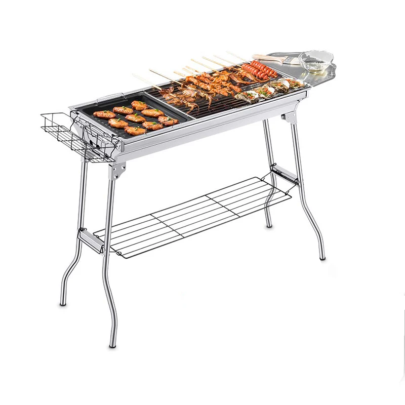 Уличный гриль для барбекю складной портативный сетчатый из нержавеющей стали с