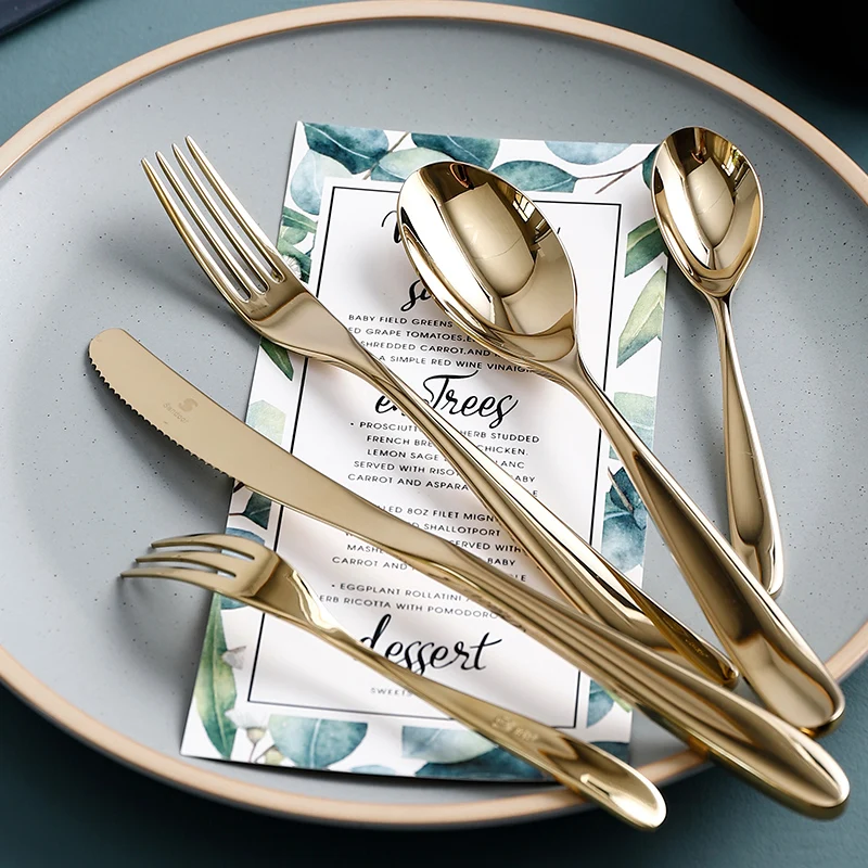 

Luxury Gold Cutlery Set Creativity Kitchen Elegant Life Reusable Utensils Dinnerware Set Juegos De Vajilla Home Decore EC50CJ