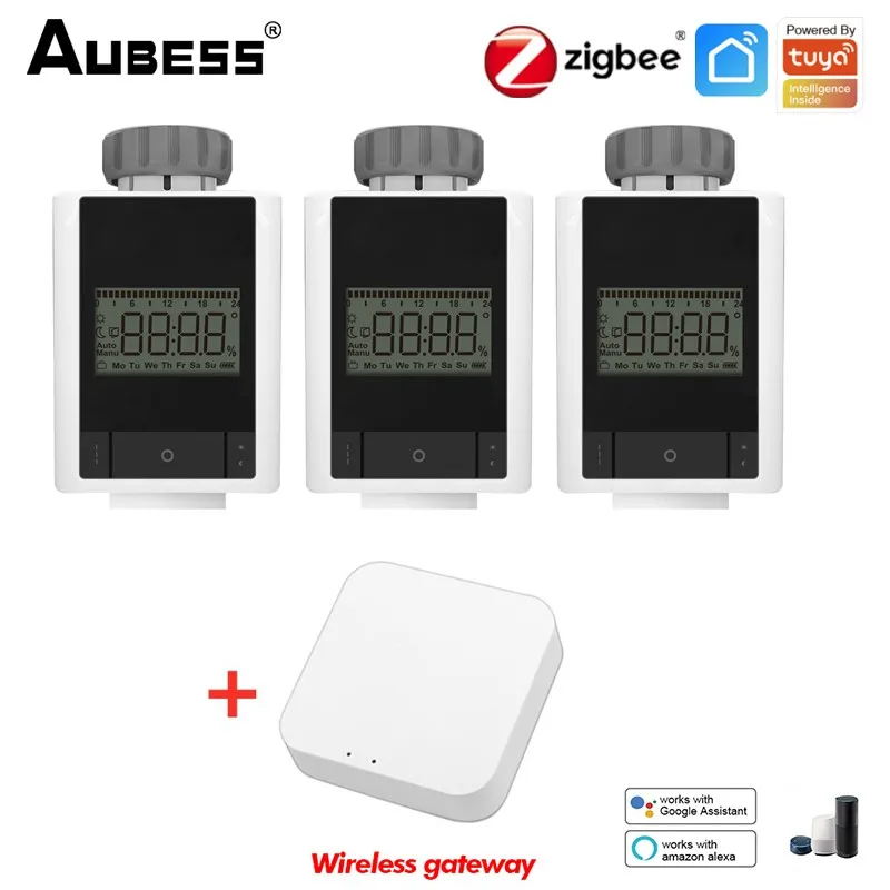 

Aubess Smart Radiator Connected Thermostatic Tuya Zigbee Thermostat Programmable Thermostat 220v Works With Alexa,Google Home