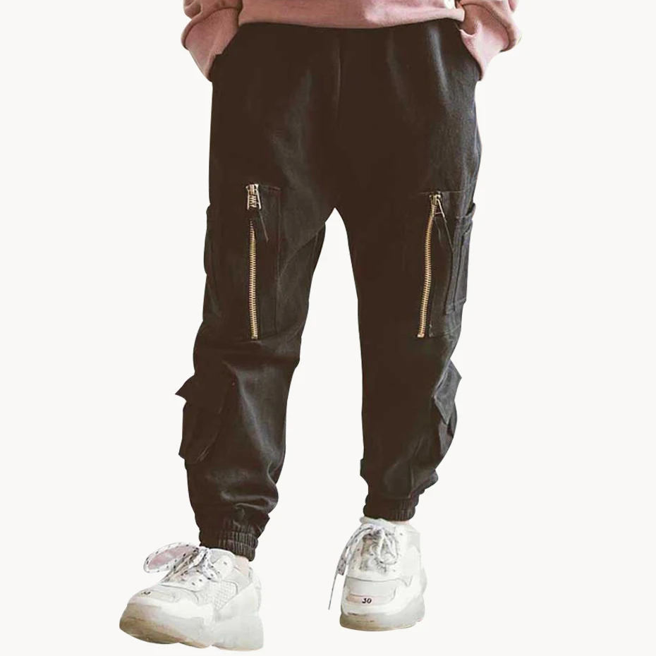 2020 штаны для мальчиков модные брюки-карго детские брюки на молнии с накладными