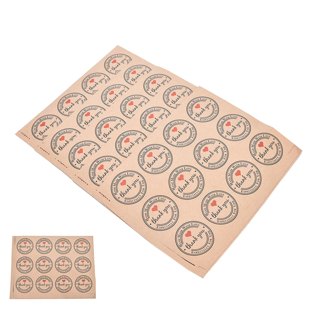 

60Pcs kraft Paper Label Stickers Gifts Labels Paper Thank You Self-adhesive Stickers