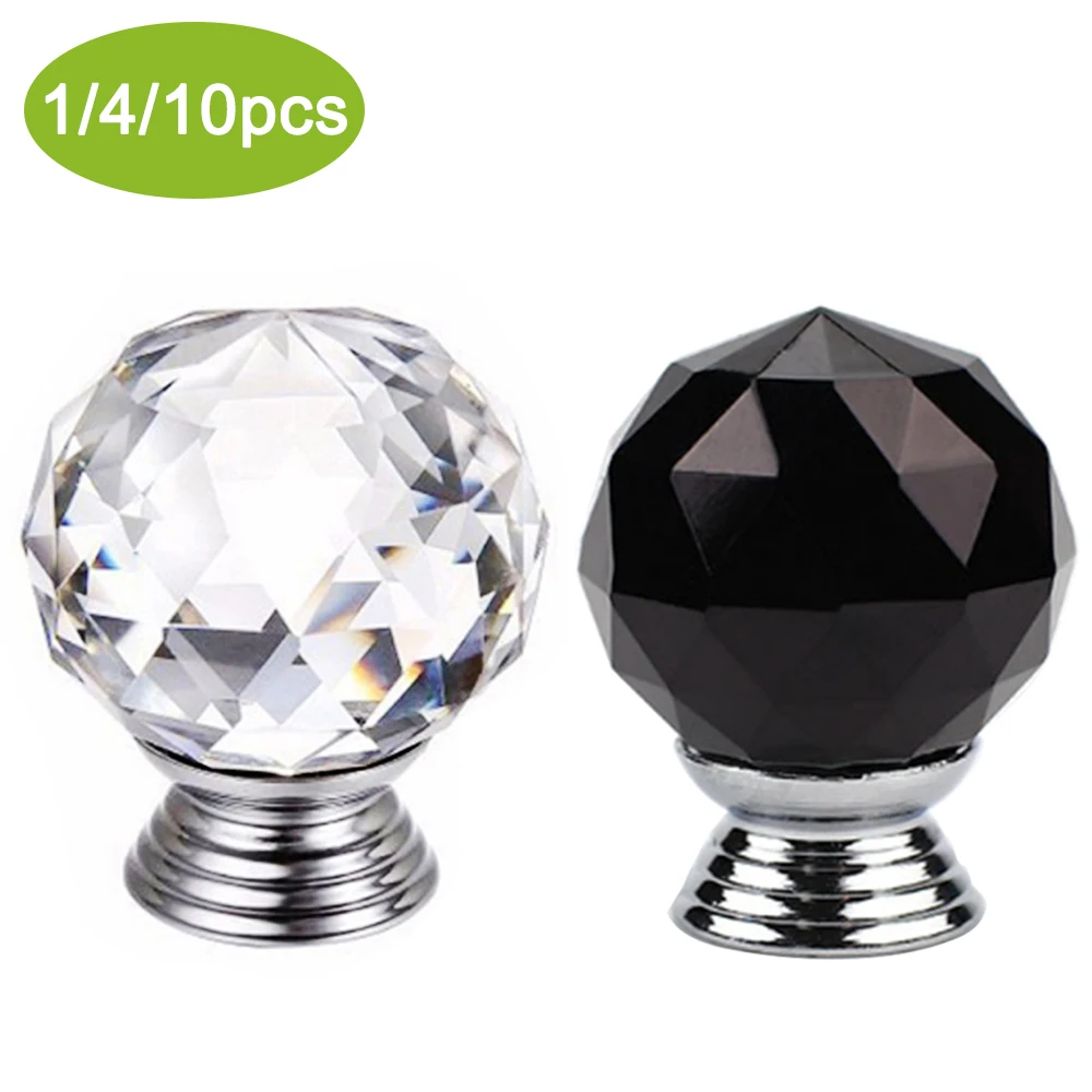 1/4/10 шт прозрачный хрустальный стакан круглый дверные ручки декоративные