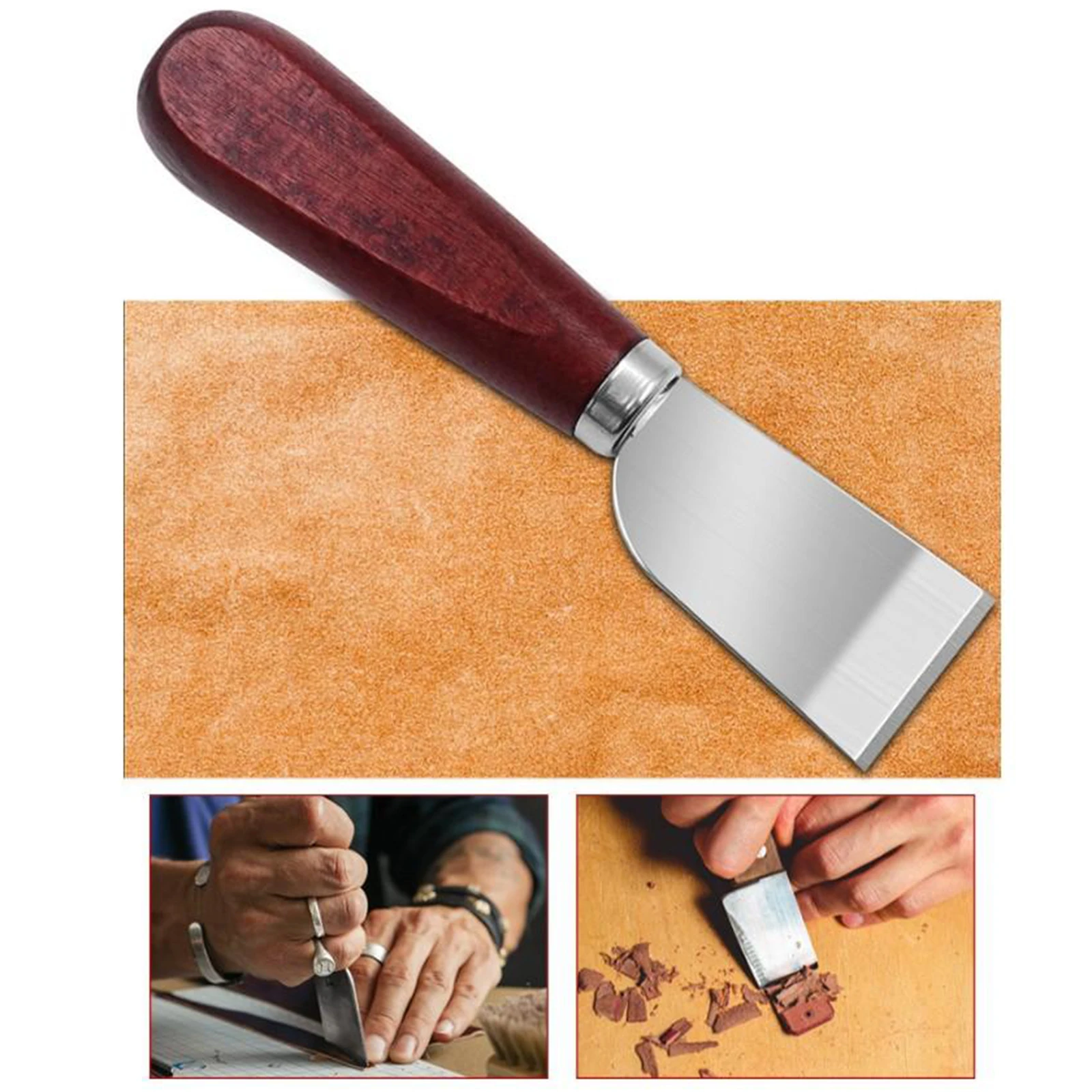 

Professional Leather Working Knife Skiving Sharp Wood Handle Leathercraft