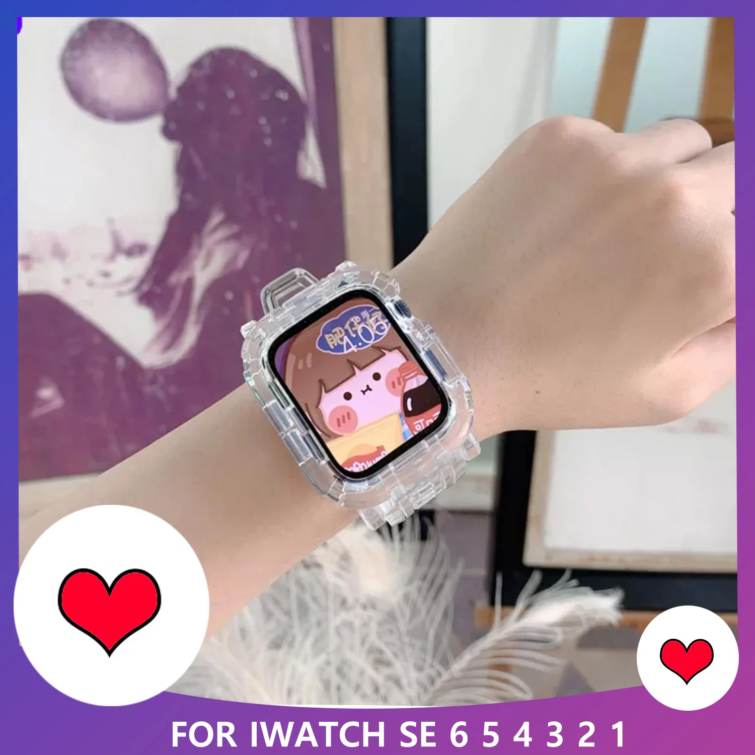 Ремешок прозрачный для Apple Watch SE 5 6 Band Series 44 мм 42 браслет смарт-часов iWatch 4 3 21 40 38 |