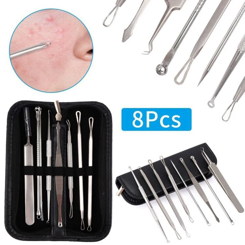 

8PCS Set Acne Blackhead Removal Needles Pimple Black Dots Acne Blemish Remover Needles Set Black Spots Pore Cleanser Tool