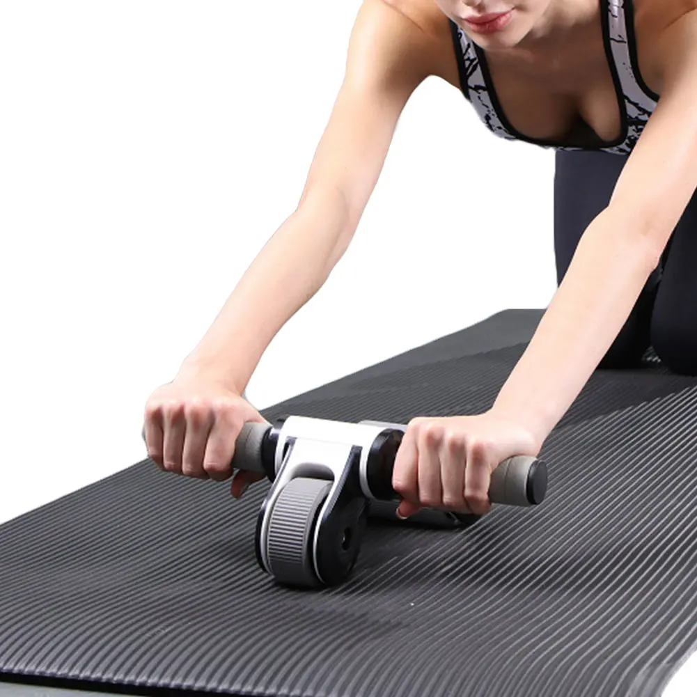 Ab ролик с двойными колесами для пресса на животе фитнеса тренажерного зала