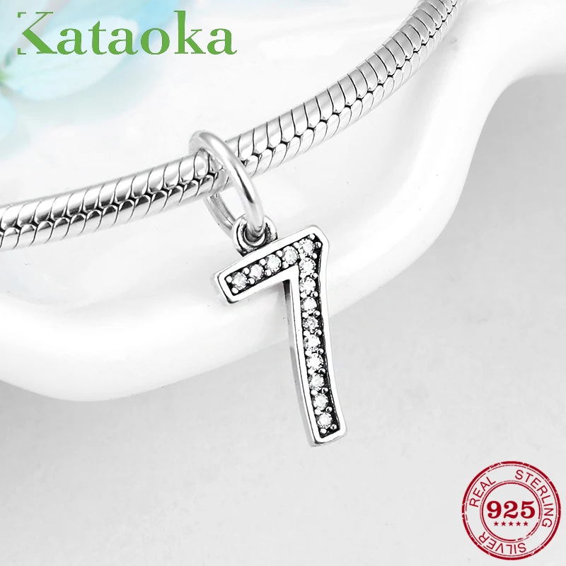 Подлинный 925 пробы Серебряный счастливый номер 7 бусин для изготовления