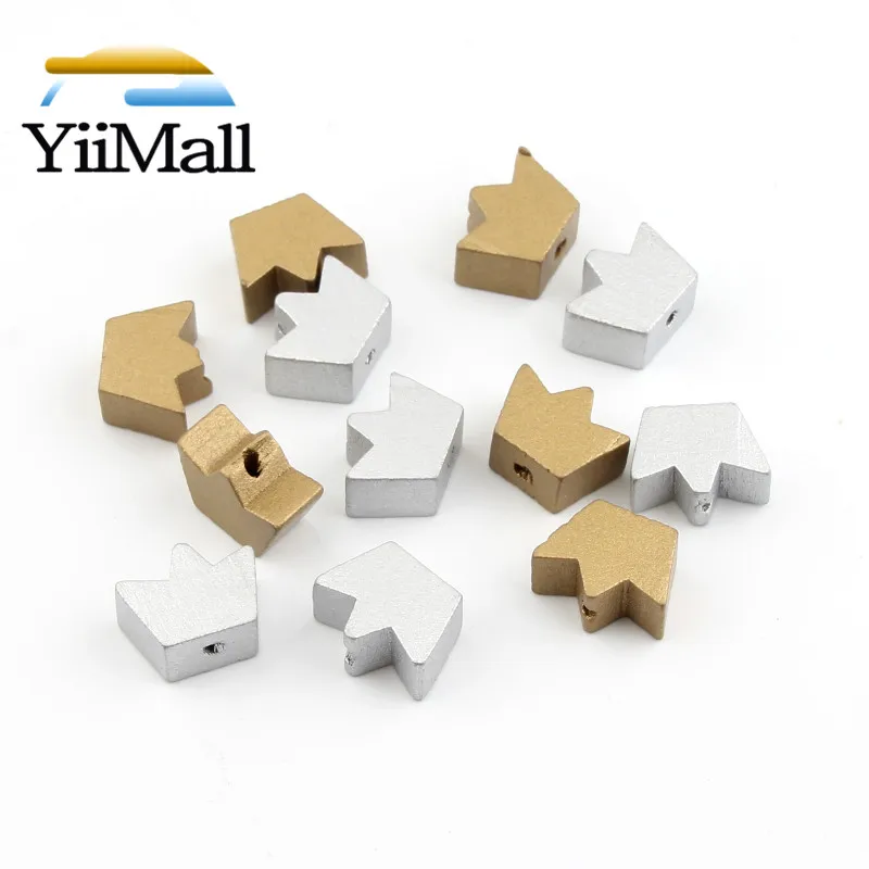 Бусины в форме короны из натурального дерева для самостоятельного изготовления