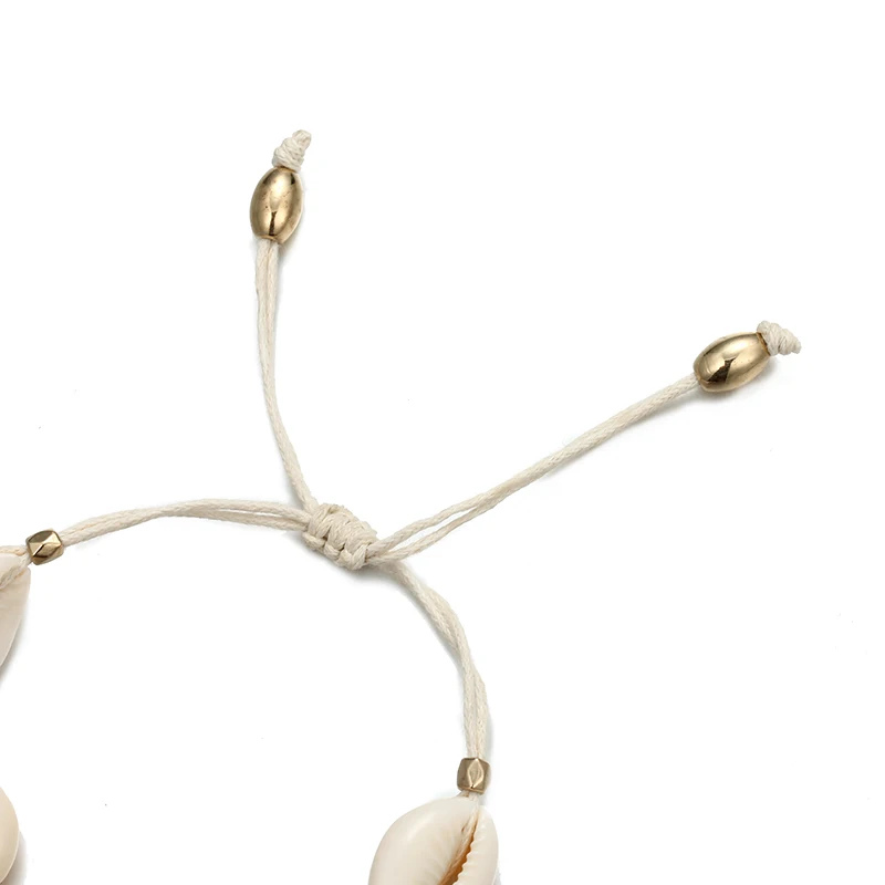 Ручной работы натуральная ракушка браслет Регулируемая белая веревка простой