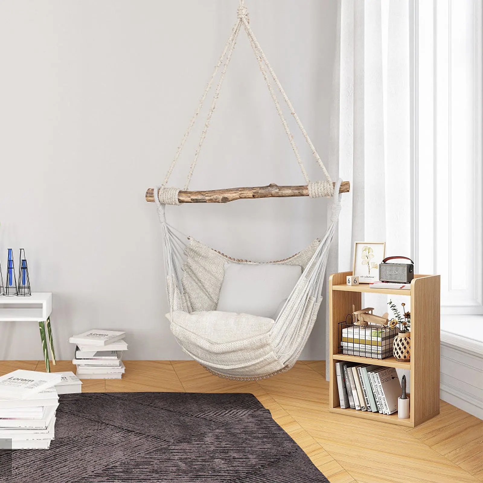 

1Pc Wooden Bookshelf Home Office Simple Book Cabinet Books Sundries Organizer Bookshelf Cabinet Simple Modern Style