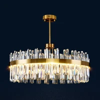 fkl modern luxury crystal chandelier gold light living room led lamp simple household roundrectangular dining decorative