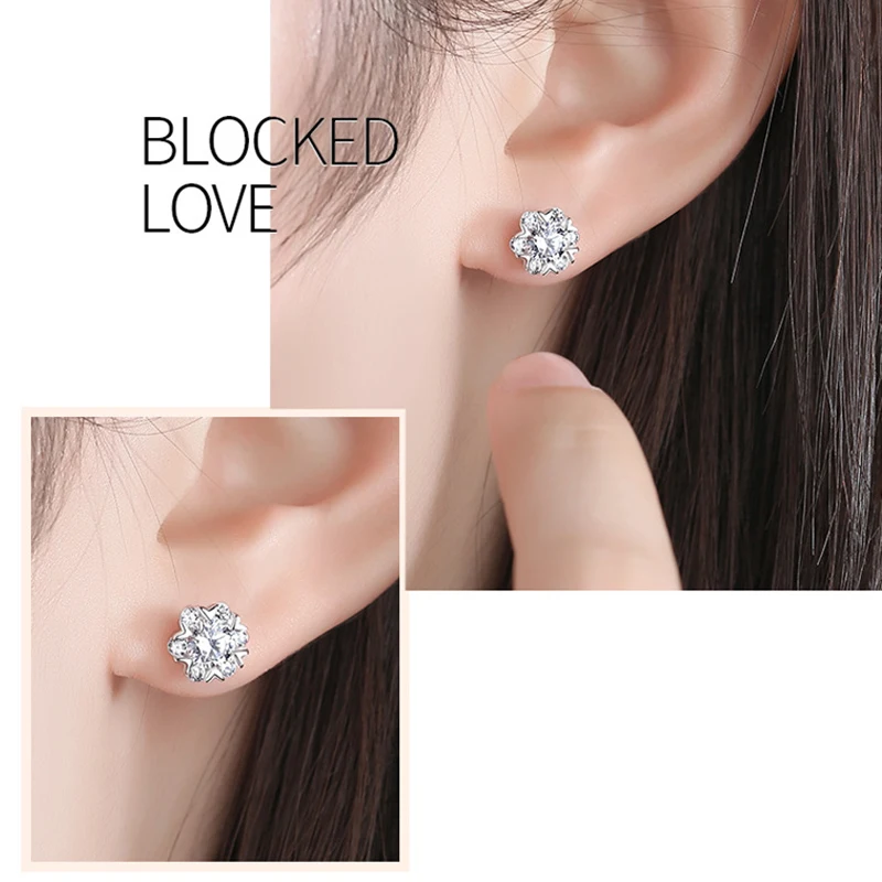 

Sweet 925 Sterling Silver Earrings Jewelry for Women Girls Gift Zircon Snowflake Flower Star Stud Earrings brincos oorbellen